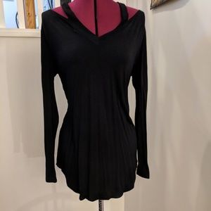 Black Cold Shoulder Top
